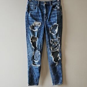 American Eagle Outfitters Ripped Style Blue Mom Jeans